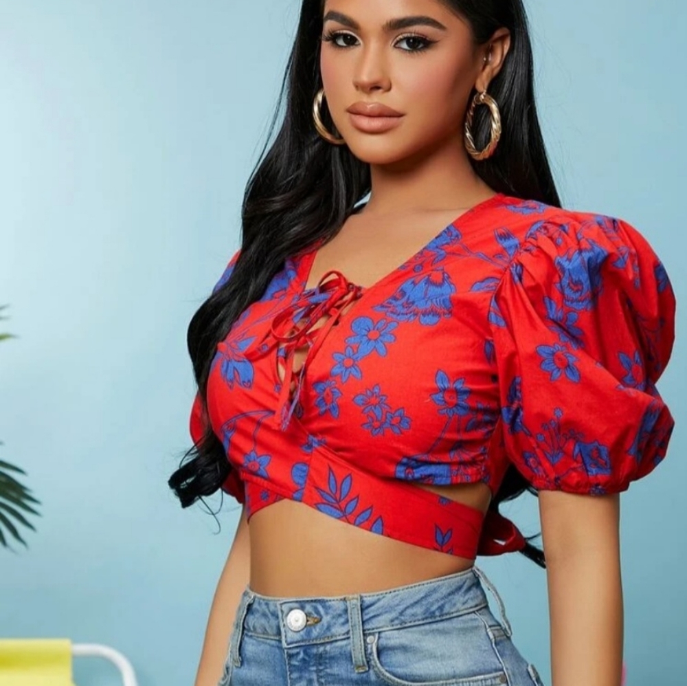 Shein floral crop top